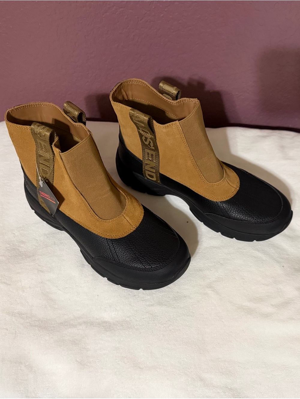 Lands' End Suede Two-Tone Chelsea Ankle Boots